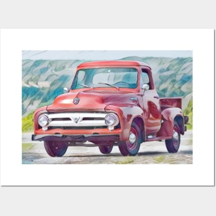 Classic 1953 Ford F100 Pick Up Truck Posters and Art